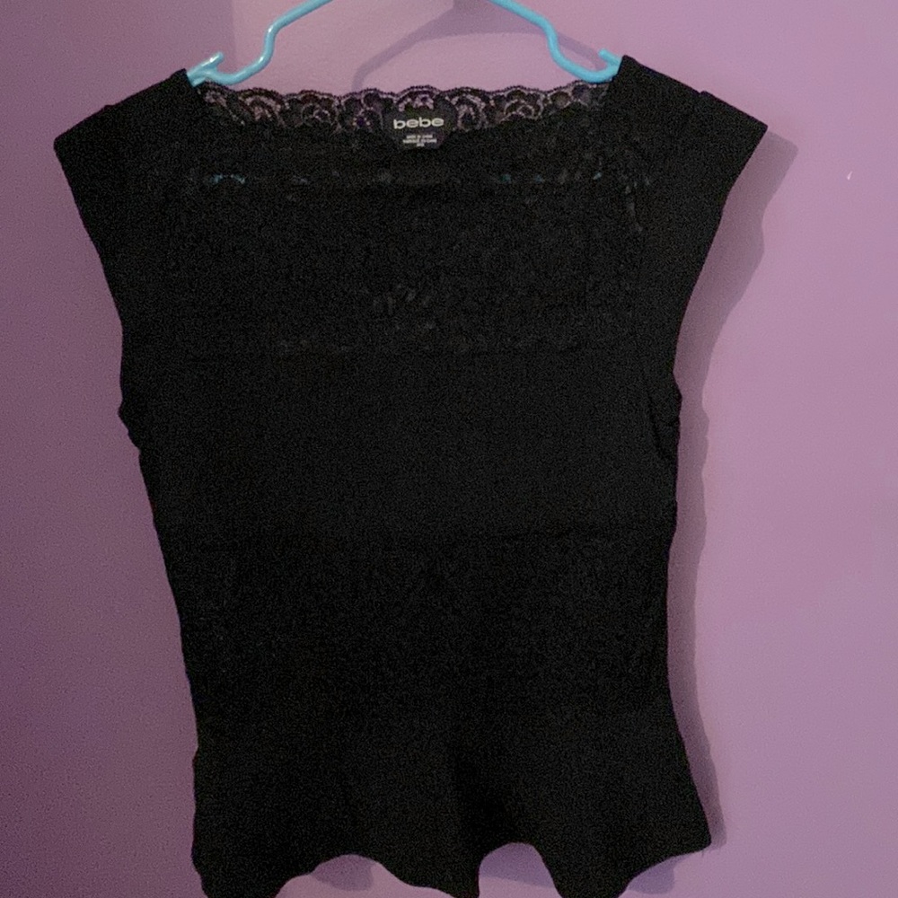 💗Bebe brand black cocktail blouse💗